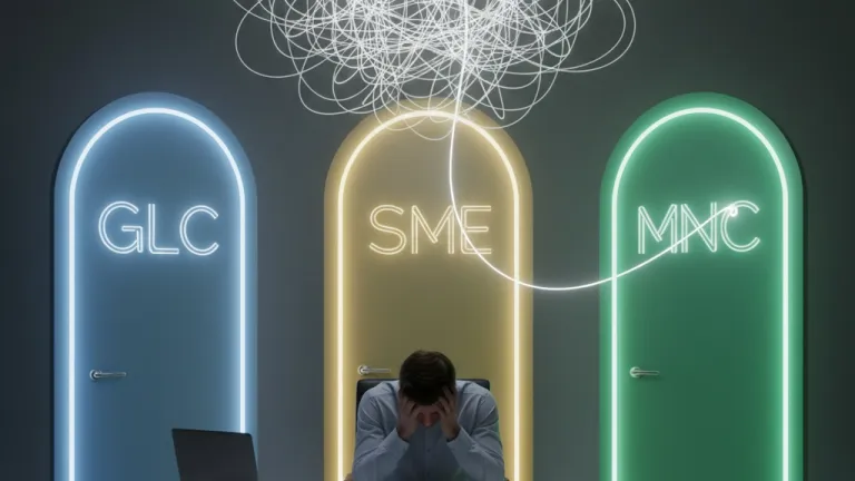 Young Malaysian professional choosing between GLC, SME, and MNC career paths