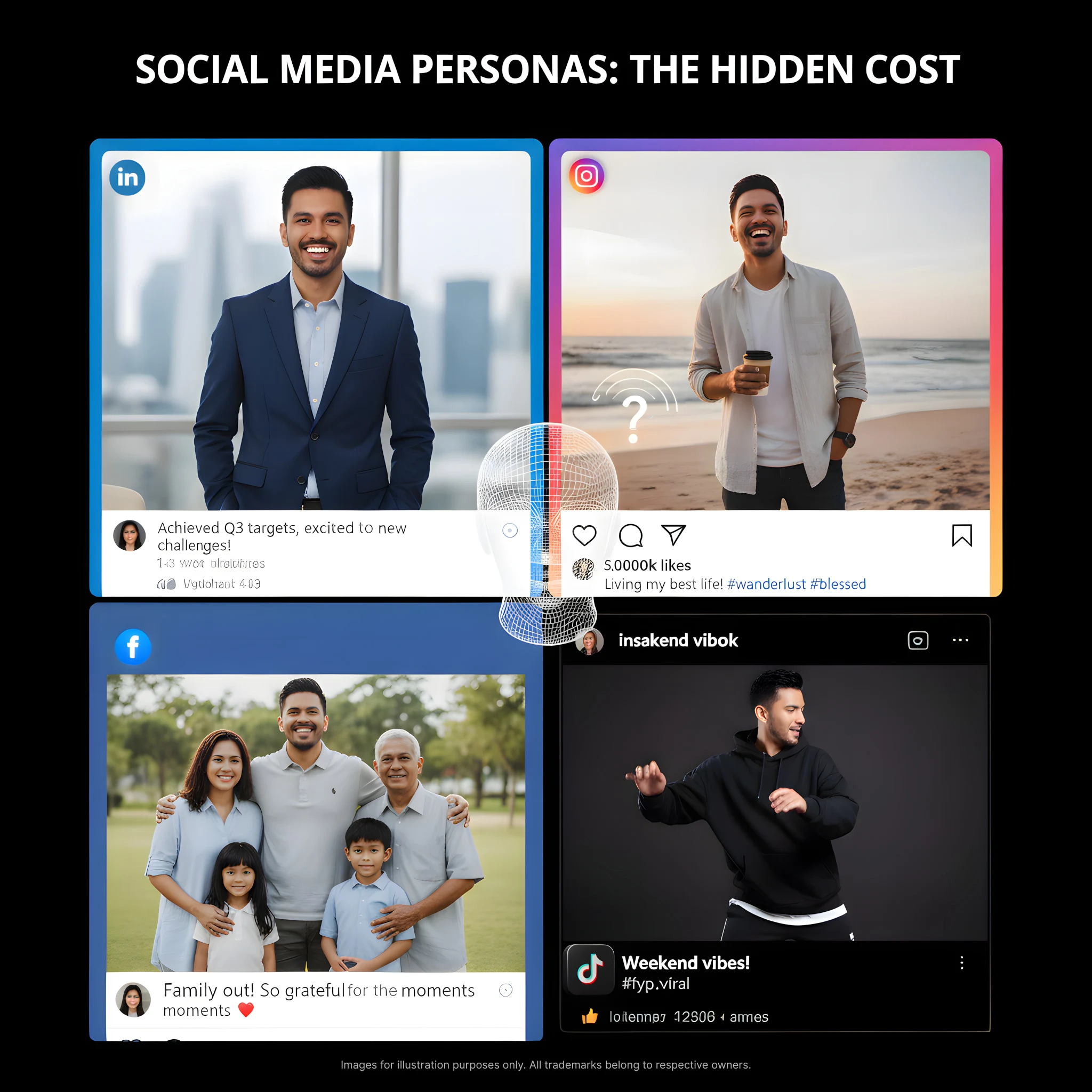 Fake personas across four social media platforms