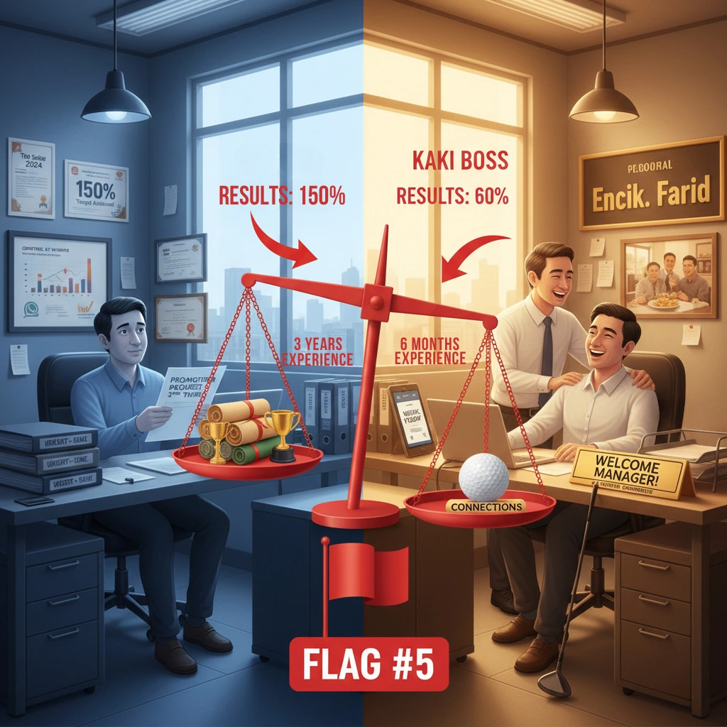 Warning indicator for apparent favoritism - unfair promotion and project allocation