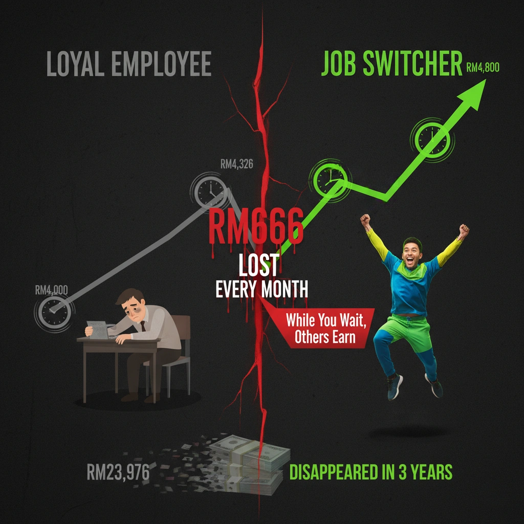 Chart comparing 3-year salary growth: switchers 24.8% vs stayers 8.1%