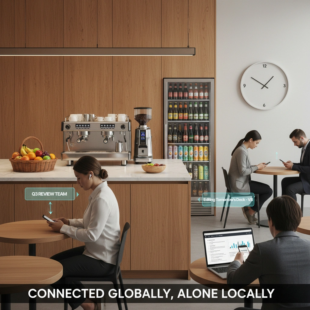 MNC office employee on global video call across time zones