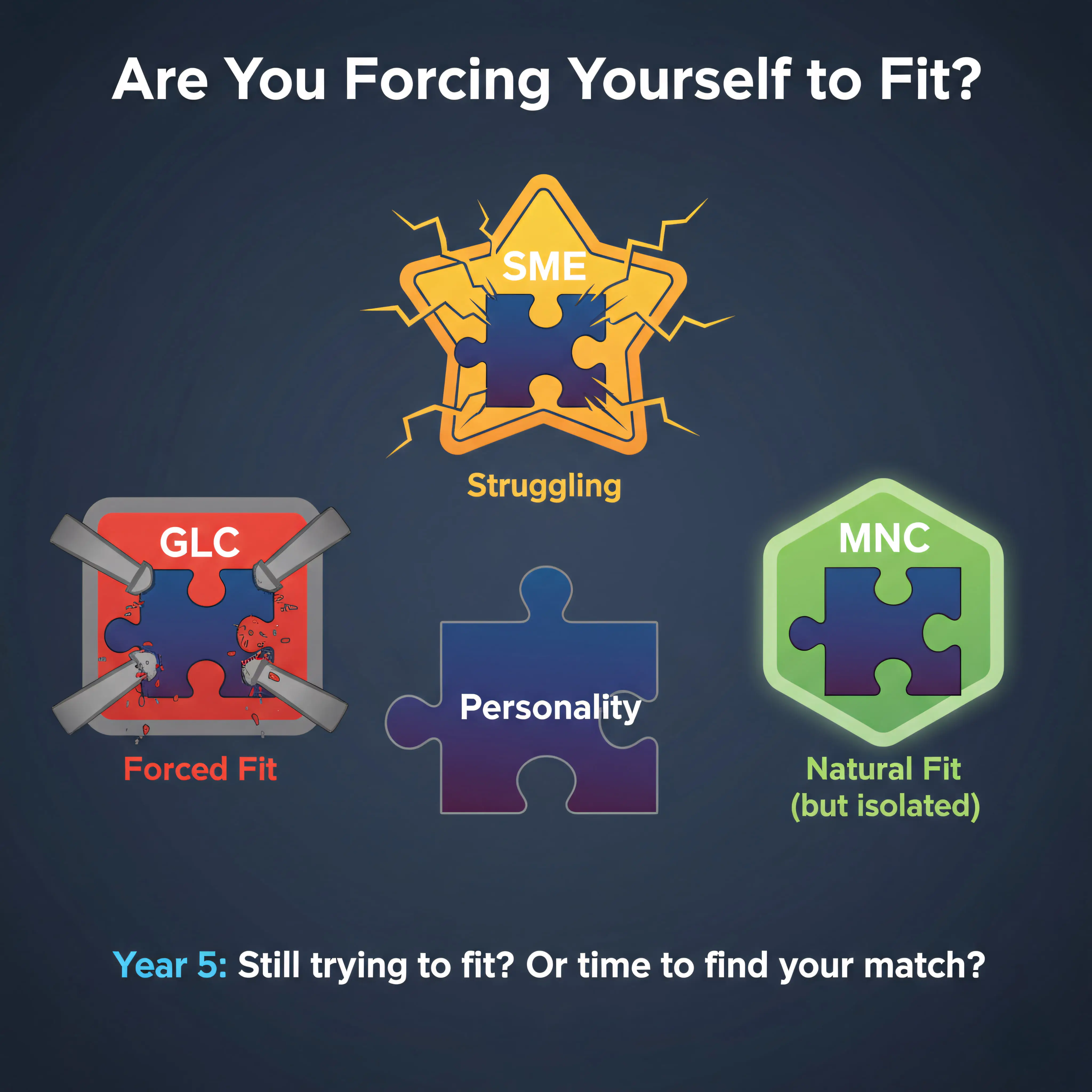 Puzzle piece metaphor showing personality fit with company culture