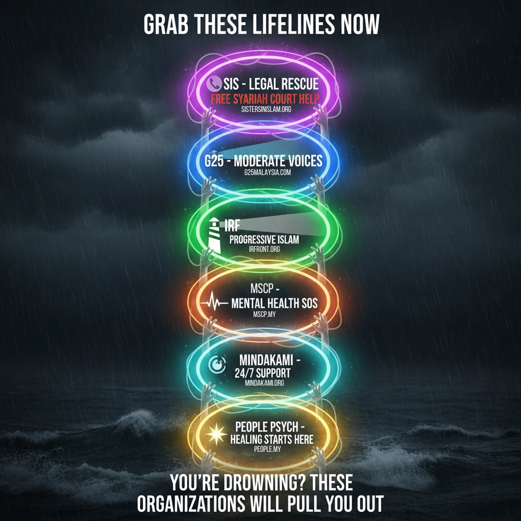 Six Malaysian support organizations: SIS, G25, IRF, MSCP, MINDAKAMI, People Psych