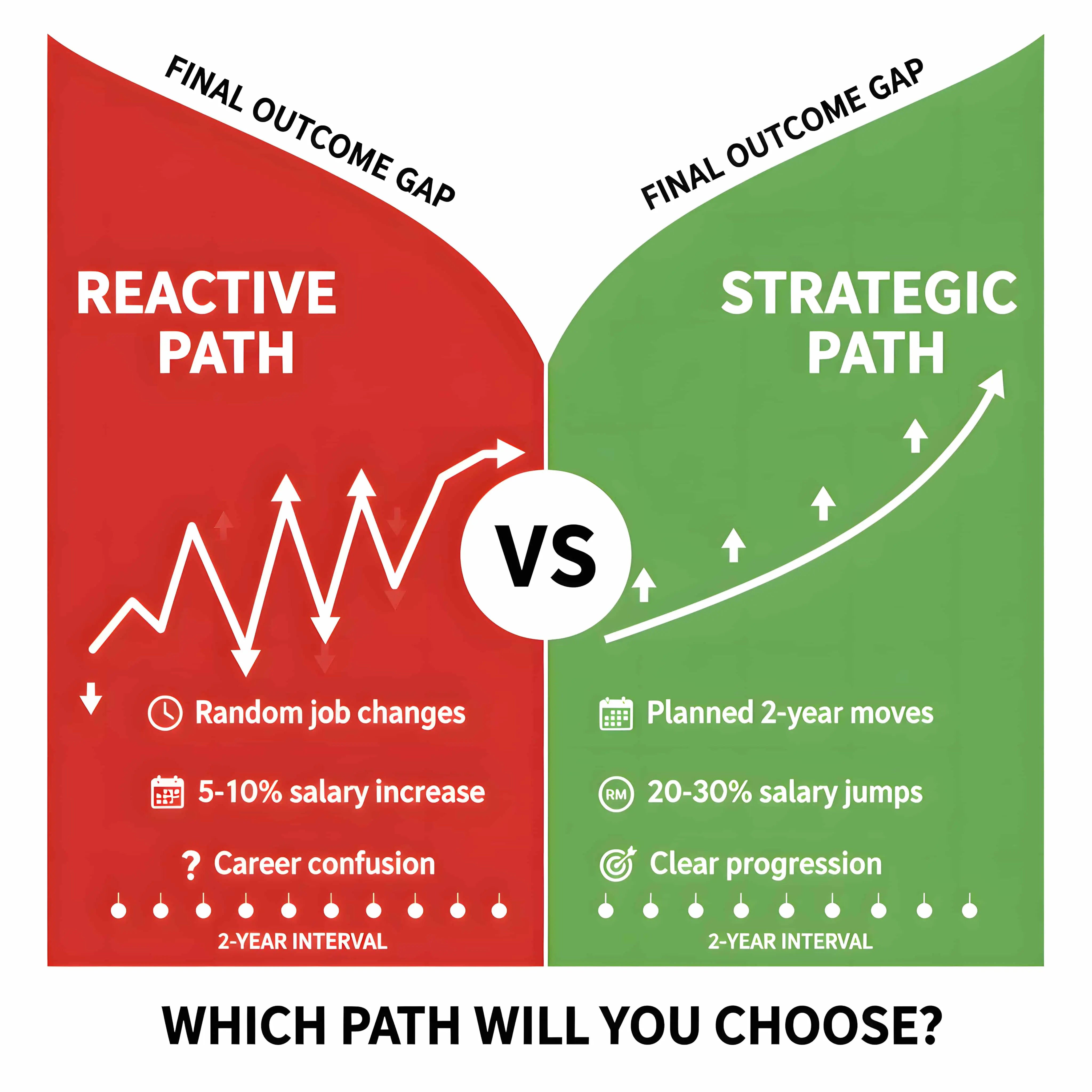 Strategic vs reactive job hopping career comparison