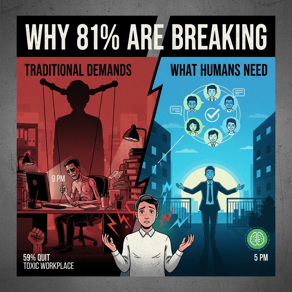 Traditional boss expectations vs young worker needs showing workplace culture clash