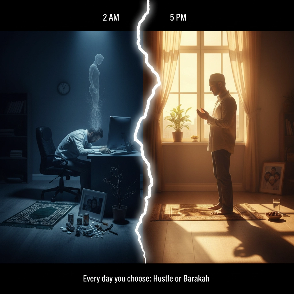 Comparison of hustle culture burnout versus barakah-based balanced work life