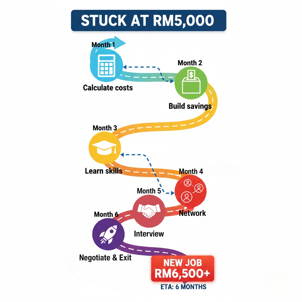 6-month roadmap from RM5,000 stuck salary to RM6,500+ new role through strategic planning