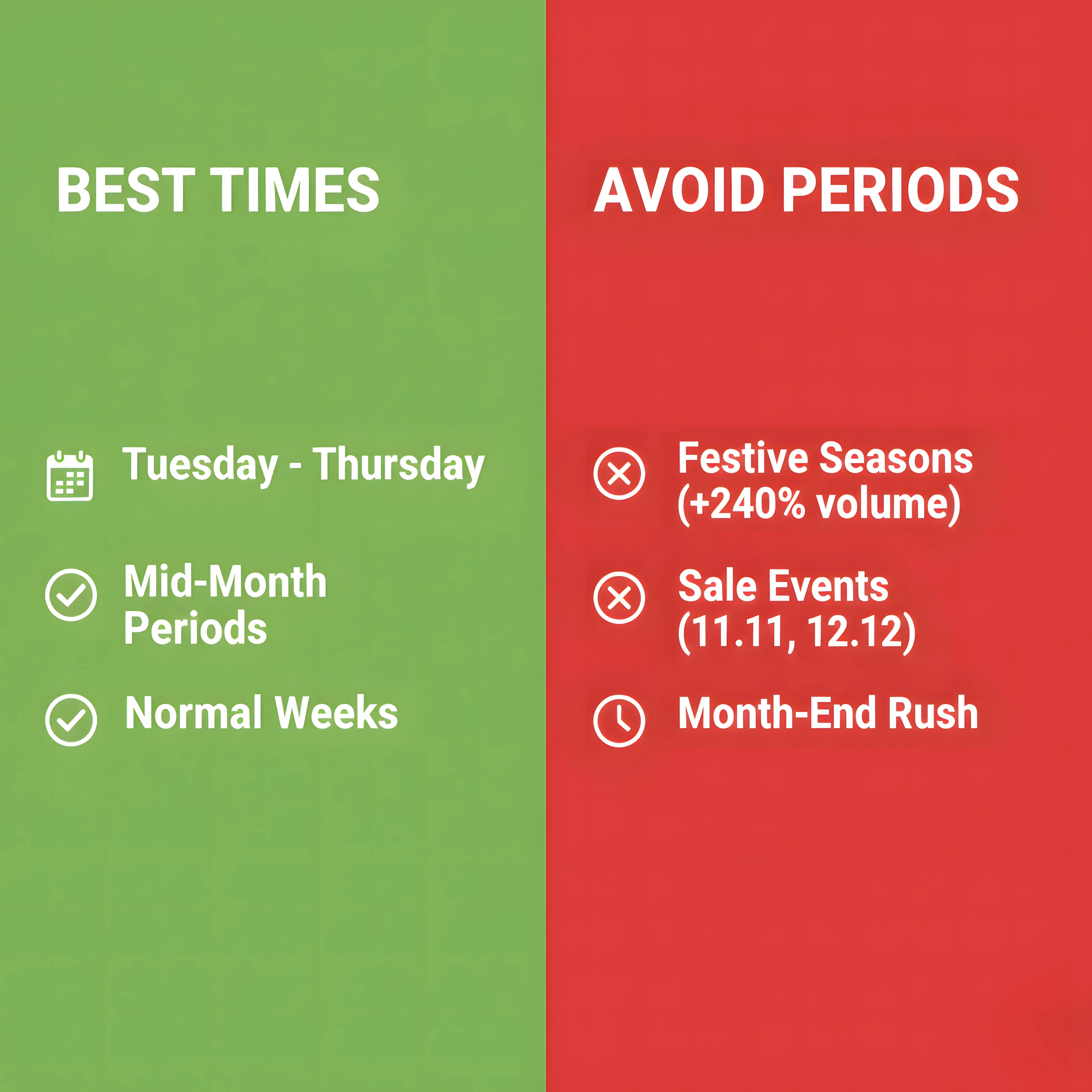 Best Shopee ordering times calendar avoiding peak periods